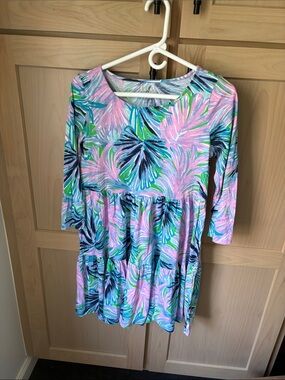 Lilly Pulitzer Pink Floral Long-Sleeve Tiered Dress